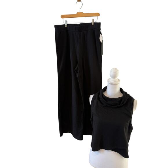 House of Harlow 1960 Wide Leg Knit Pant Sleeveless Top Set Black L - Picture 1 of 5